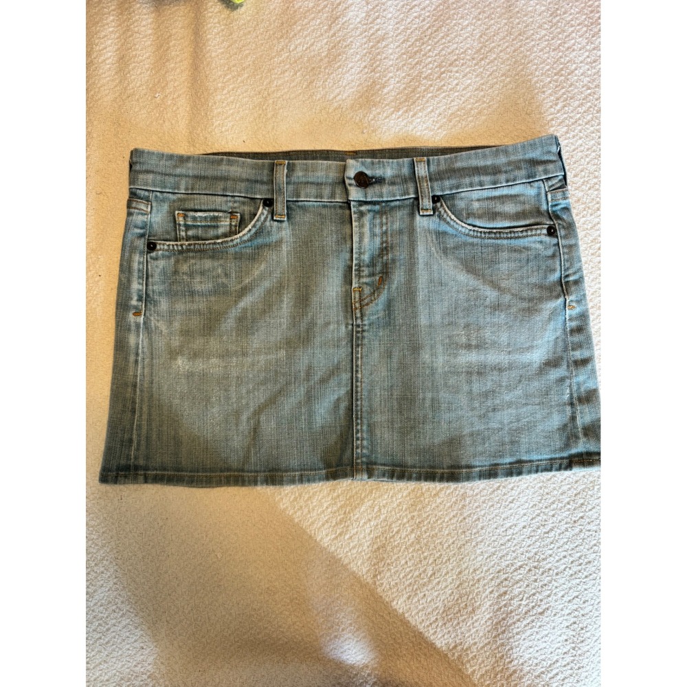 Citizens of Humanity Bridgette 308 Stretch Denim Mini Skirt Light Wash Blue 31